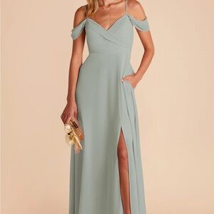 Elegant Sage Green Off-Shoulder Dress